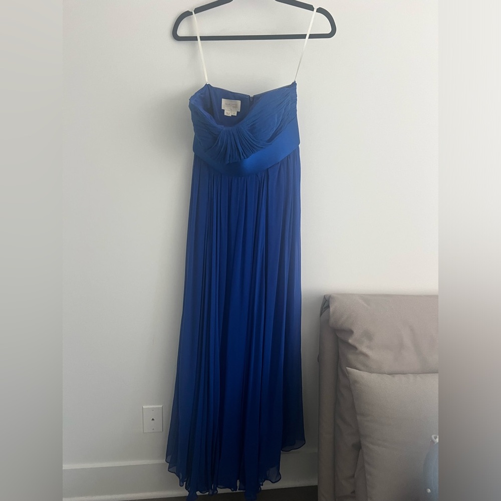 Marchesa Notte long blue gown